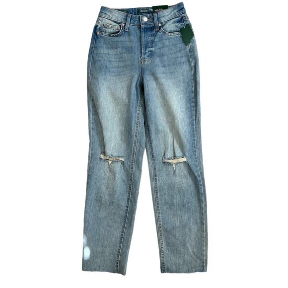 NWT Wild Fable Womens Super High Rise Jeans Slim Straight Size 00 Distressed - Picture 1 of 7